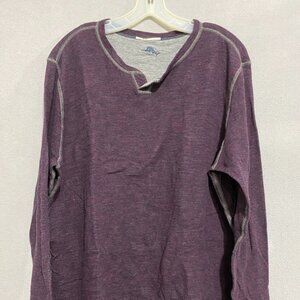 Tommy Bahama Long Sleeve Henley Shirt Men’s Large Purple Heather Contrast Stitch